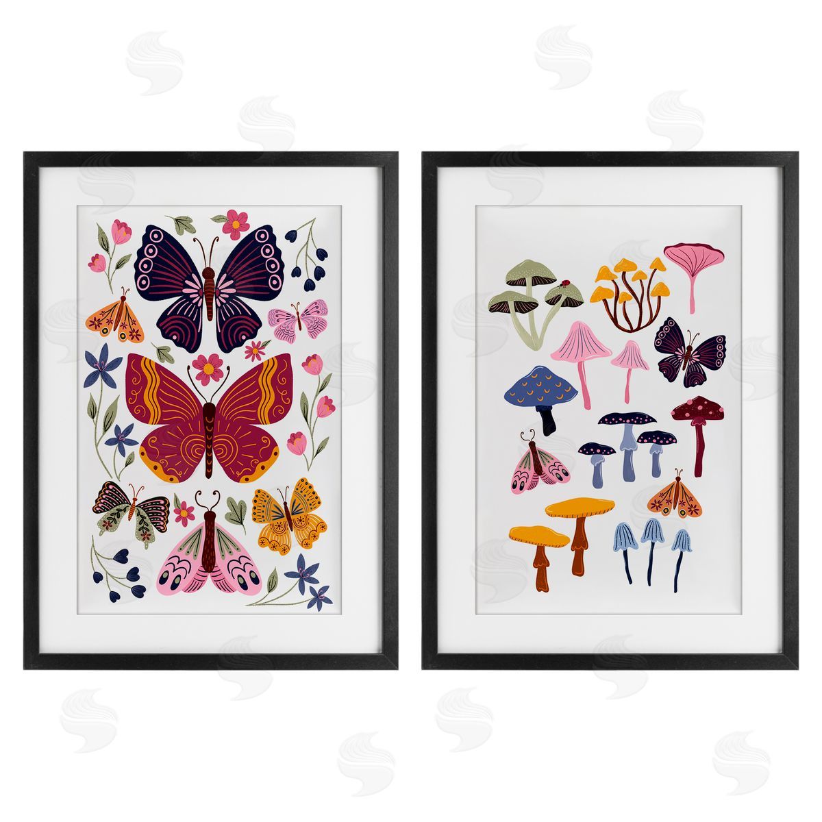 JJ Design House LLC Butterflies & Delicate Mushrooms Canvas Wall Art Print
