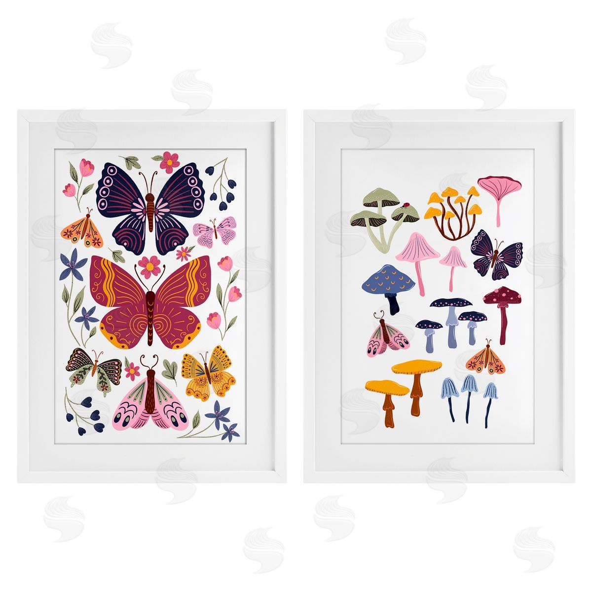 JJ Design House LLC Butterflies & Delicate Mushrooms Canvas Wall Art Print