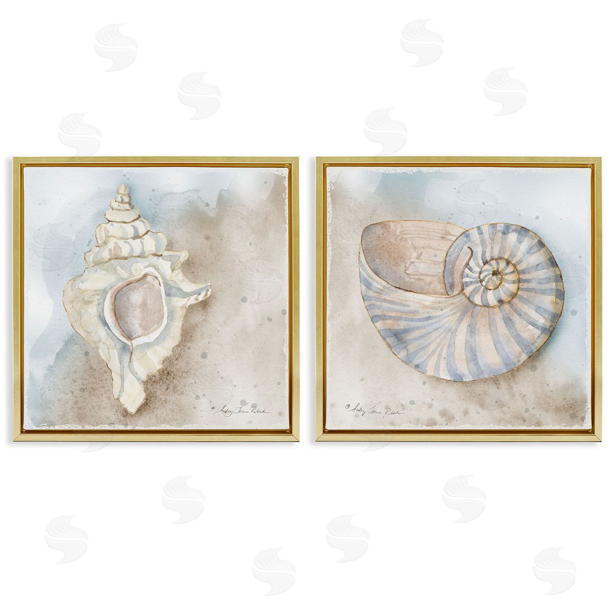 Audrey Jeanne Roberts Conch & Nautilus Ocean's Edge Canvas Wall Art Print
