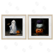 Lindsay Kivi Fine Art | Vintage Halloween Ghost & Pumpkin Stack