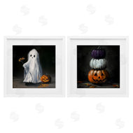 Lindsay Kivi Fine Art | Vintage Halloween Ghost & Pumpkin Stack