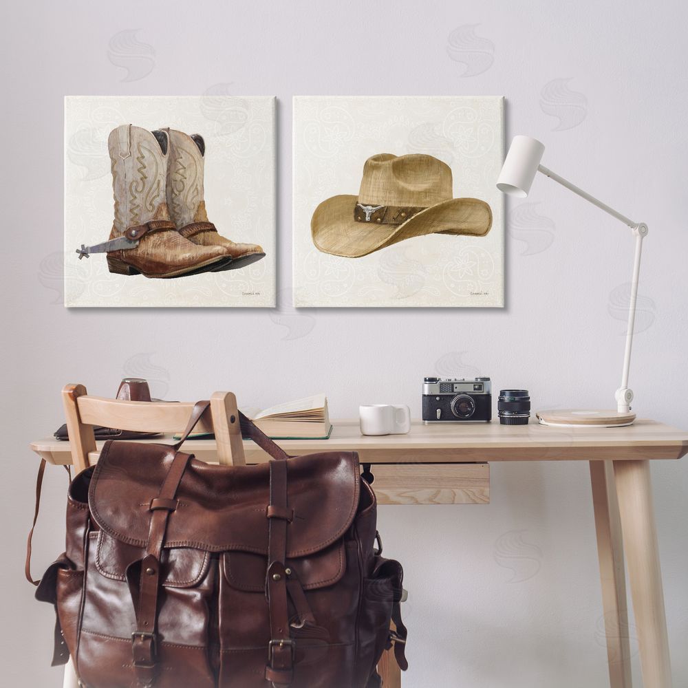 Danhui Nai Range Riders Hat & Boots Printed Wall Art Set in Room