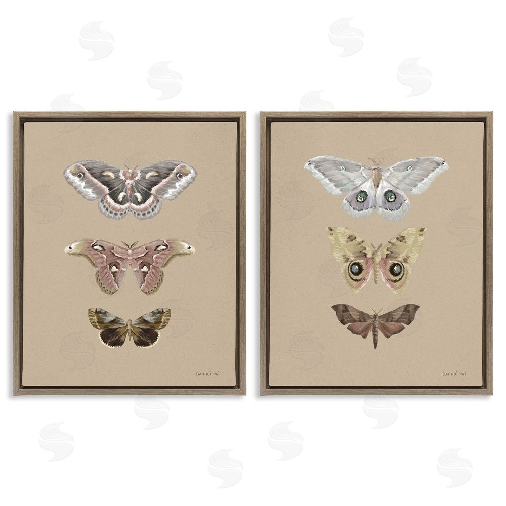 Danhui Nai Forest Beauty Insects Brown Floating Frame Canvas Art Set