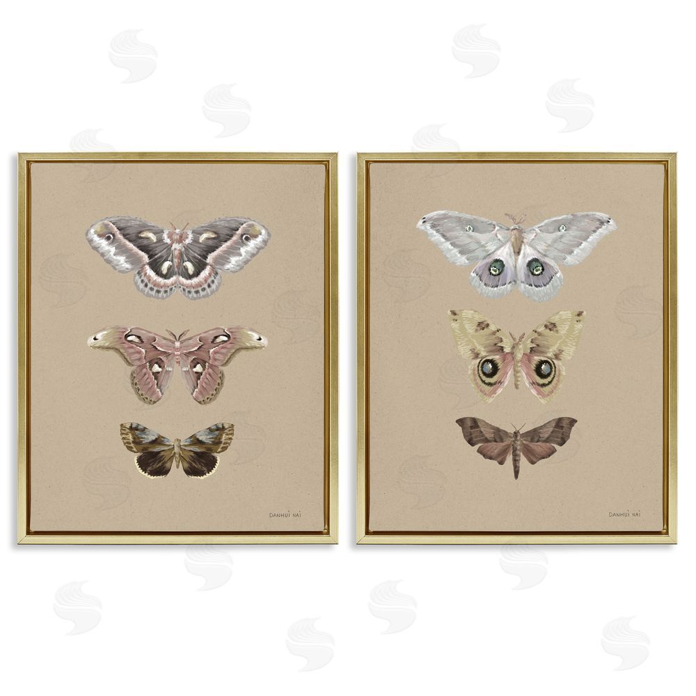 Danhui Nai Forest Beauty Insects Gold Floating Frame Canvas Art Set