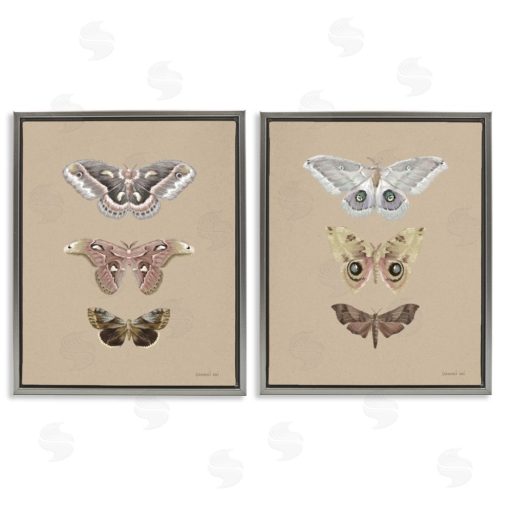 Danhui Nai Forest Beauty Insects Gray Floating Frame Canvas Art Set