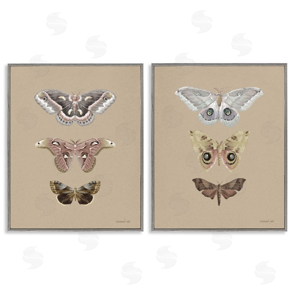 Danhui Nai Forest Beauty Insects Gray Framed Giclee Art Set