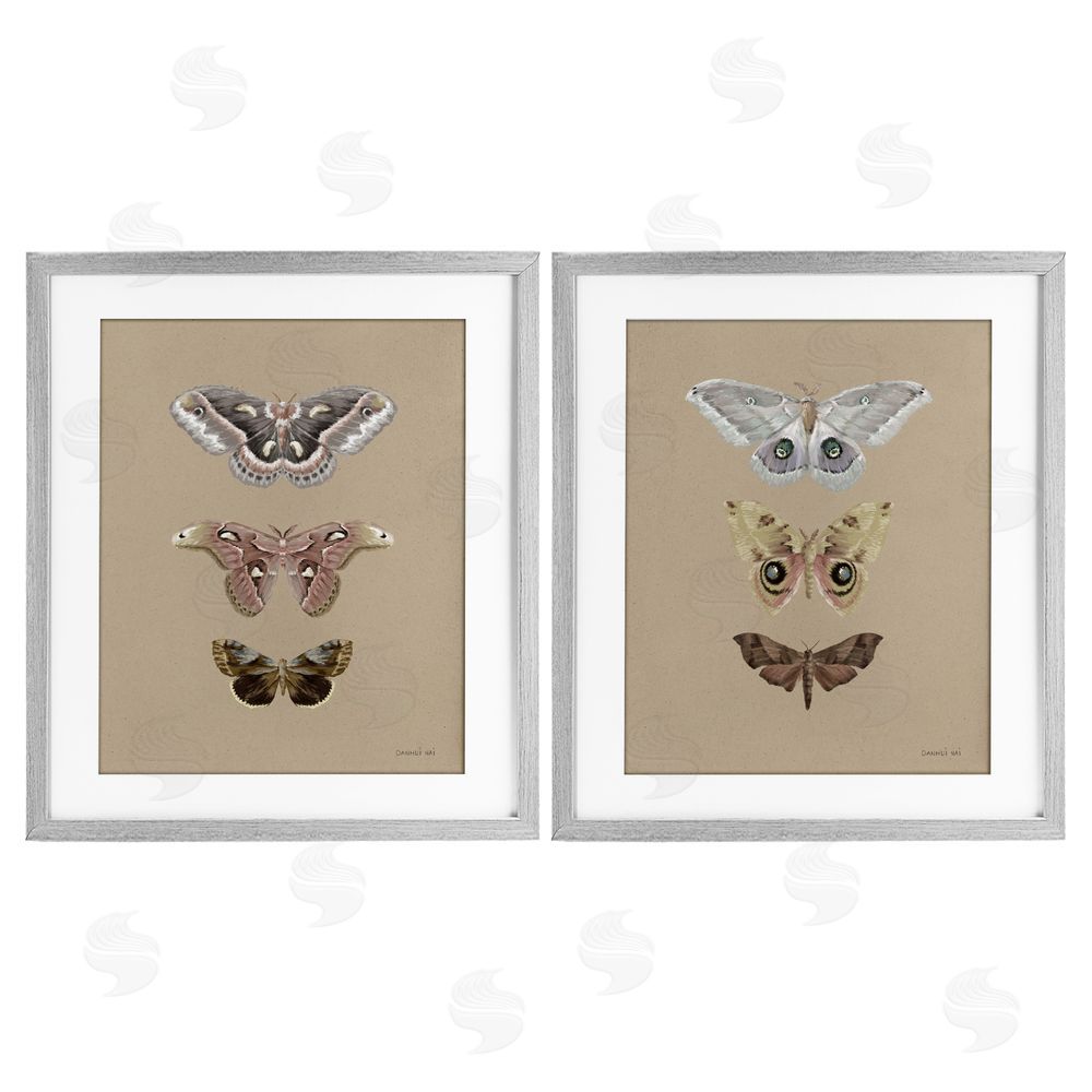 Danhui Nai Forest Beauty Insects Gray Framed Print Under Glass Set