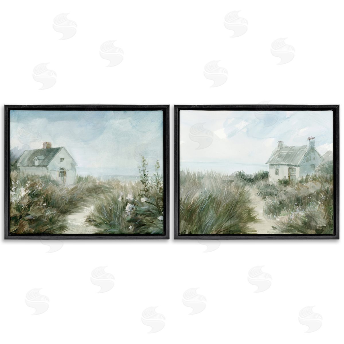 Danhui Nai Paths to Windswept Cottages Black Floating Frame Canvas Wall Art Set