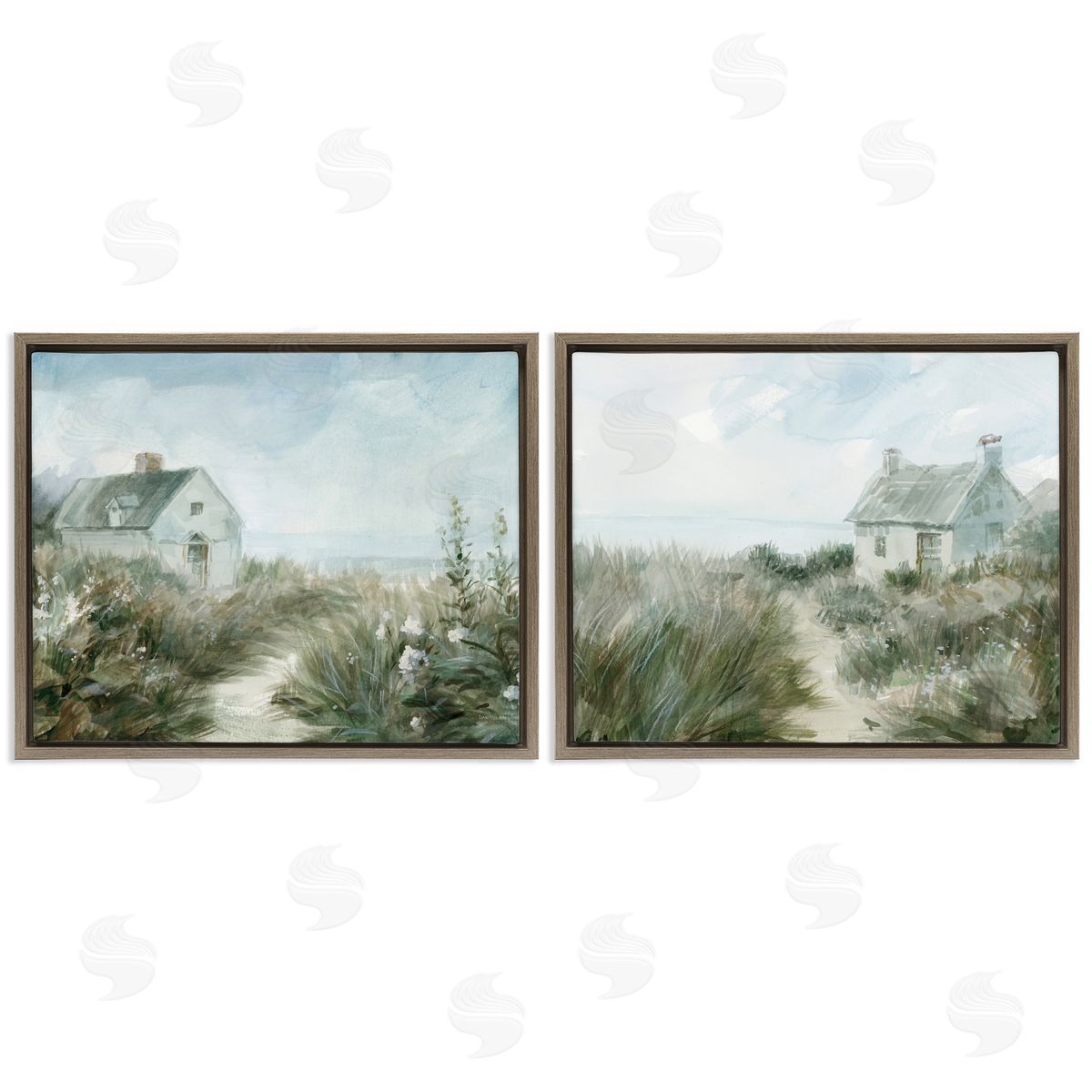 Danhui Nai Paths to Windswept Cottages Brown Floating Frame Canvas Art Set
