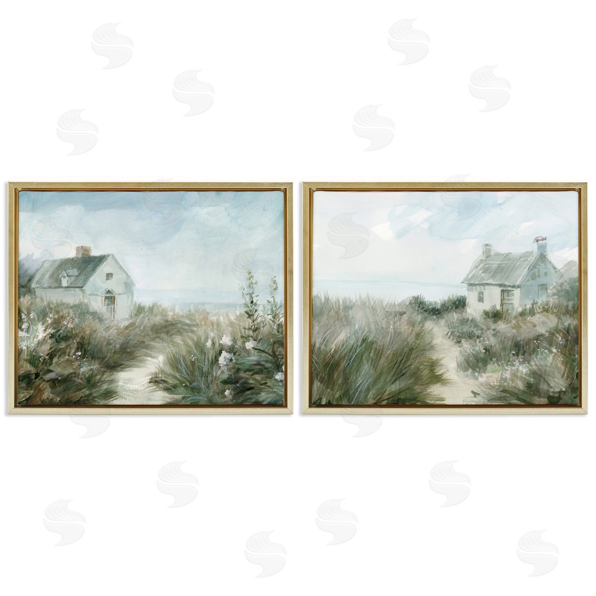 Danhui Nai Paths to Windswept Cottages Gold Floating Frame Canvas Art Set