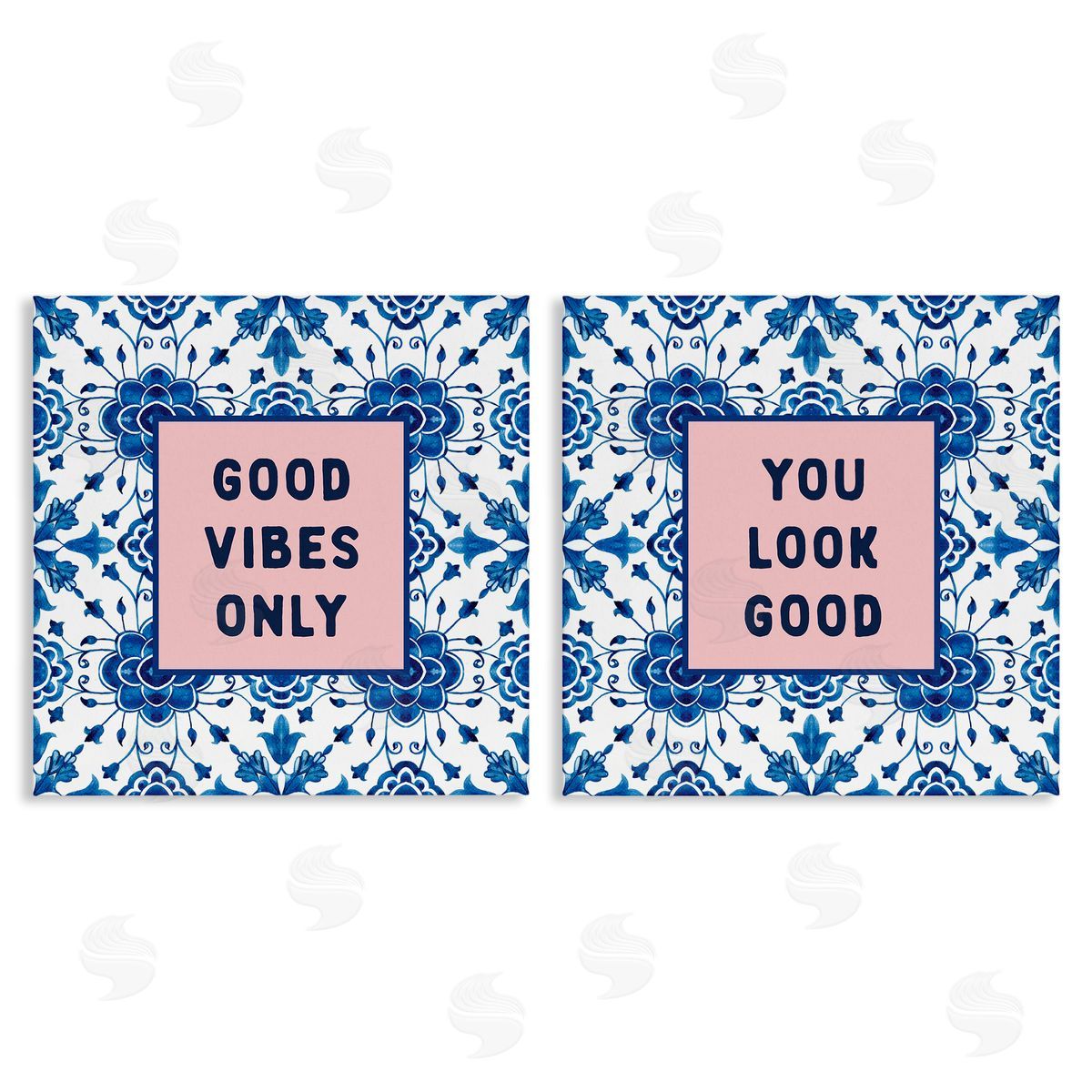 Lettered and Lined Inspiring Messages On Boho Pattern Canvas Wall Art Set