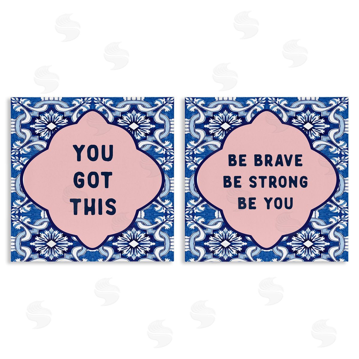 Lettered and Lined Encouraging Words on Boho Canvas Wall Art Set