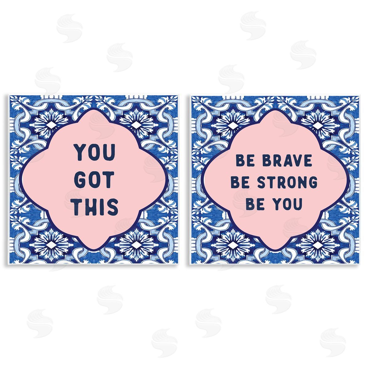 Lettered and Lined Encouraging Words on Boho Wall Plaque Printed Art Set