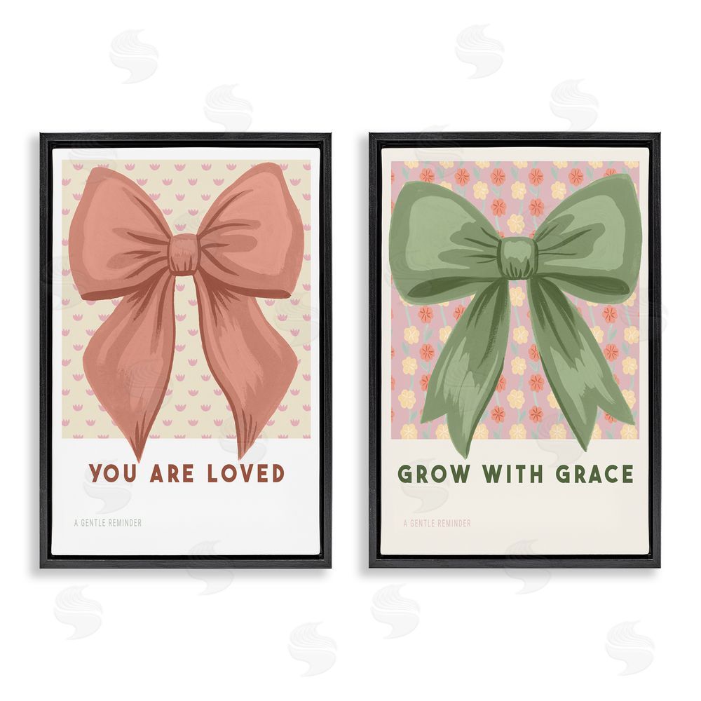 Courtney Haley Inspiring Messages Bows Black Floating Frame Canvas Wall Art Set