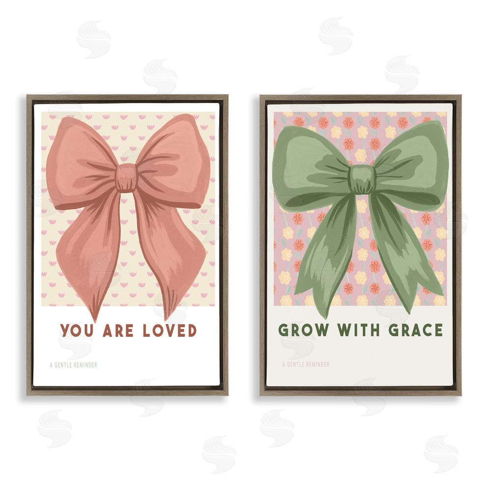 Courtney Haley Inspiring Messages Bows Brown Floating Frame Canvas Art Set