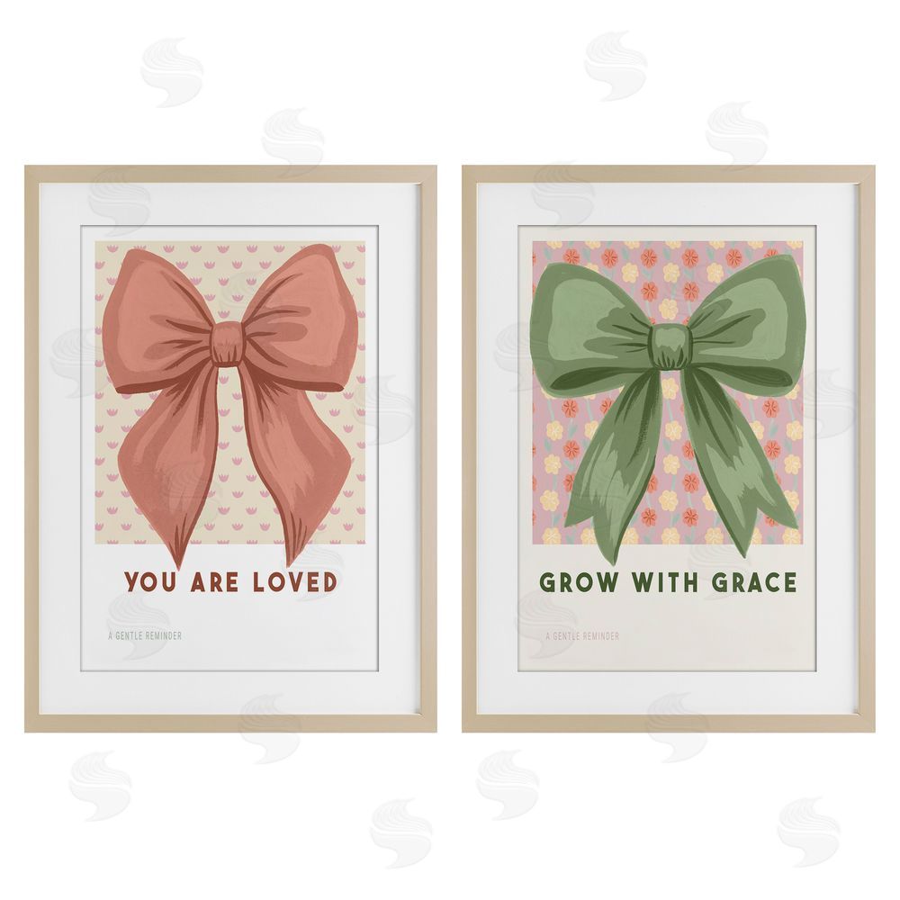 Courtney Haley Inspiring Messages Bows Birch Framed Print Under Glass Set