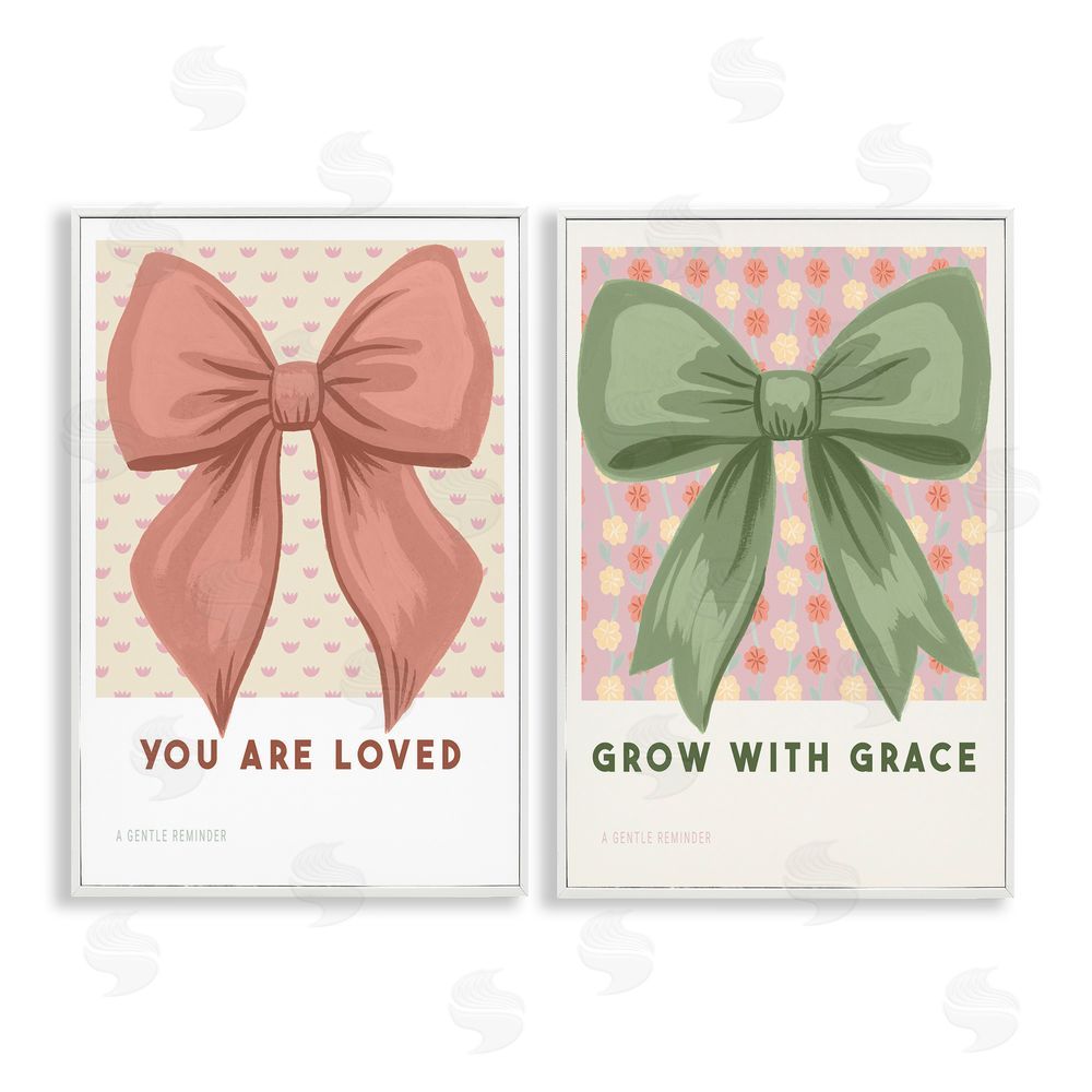 Courtney Haley Inspiring Messages Bows White Frame Giclee Art Set