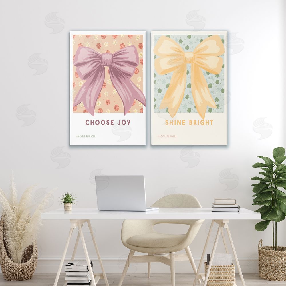 Courtney Haley Inspiring Phrases with Ribbons Printed Wall Art Set in Room