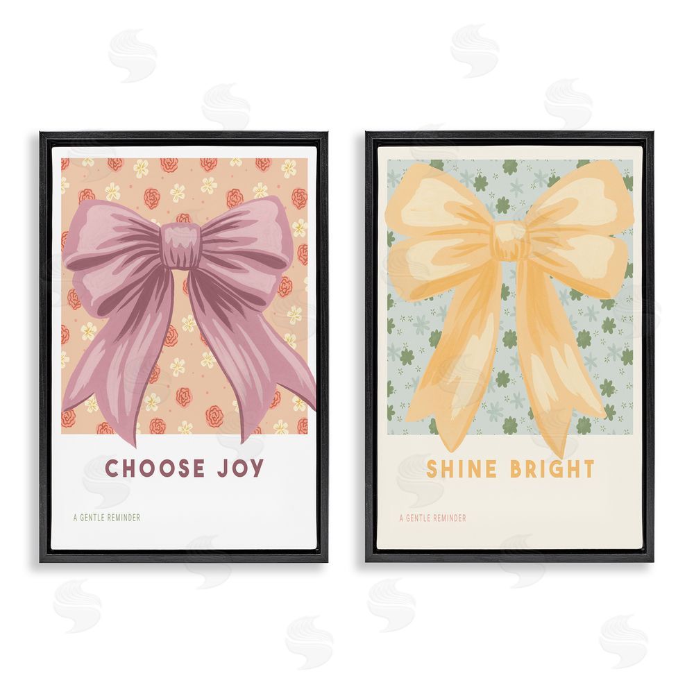 Courtney Haley Inspiring Phrases with Ribbons Black Floating Frame Canvas Wall Art Set