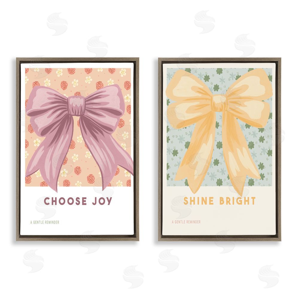 Courtney Haley Inspiring Phrases with Ribbons Brown Floating Frame Canvas Art Set