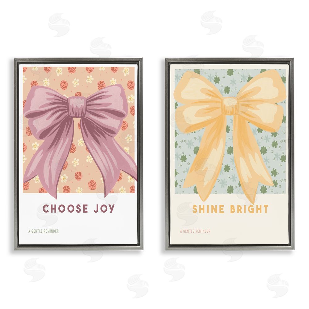 Courtney Haley Inspiring Phrases with Ribbons Gray Floating Frame Canvas Art Set