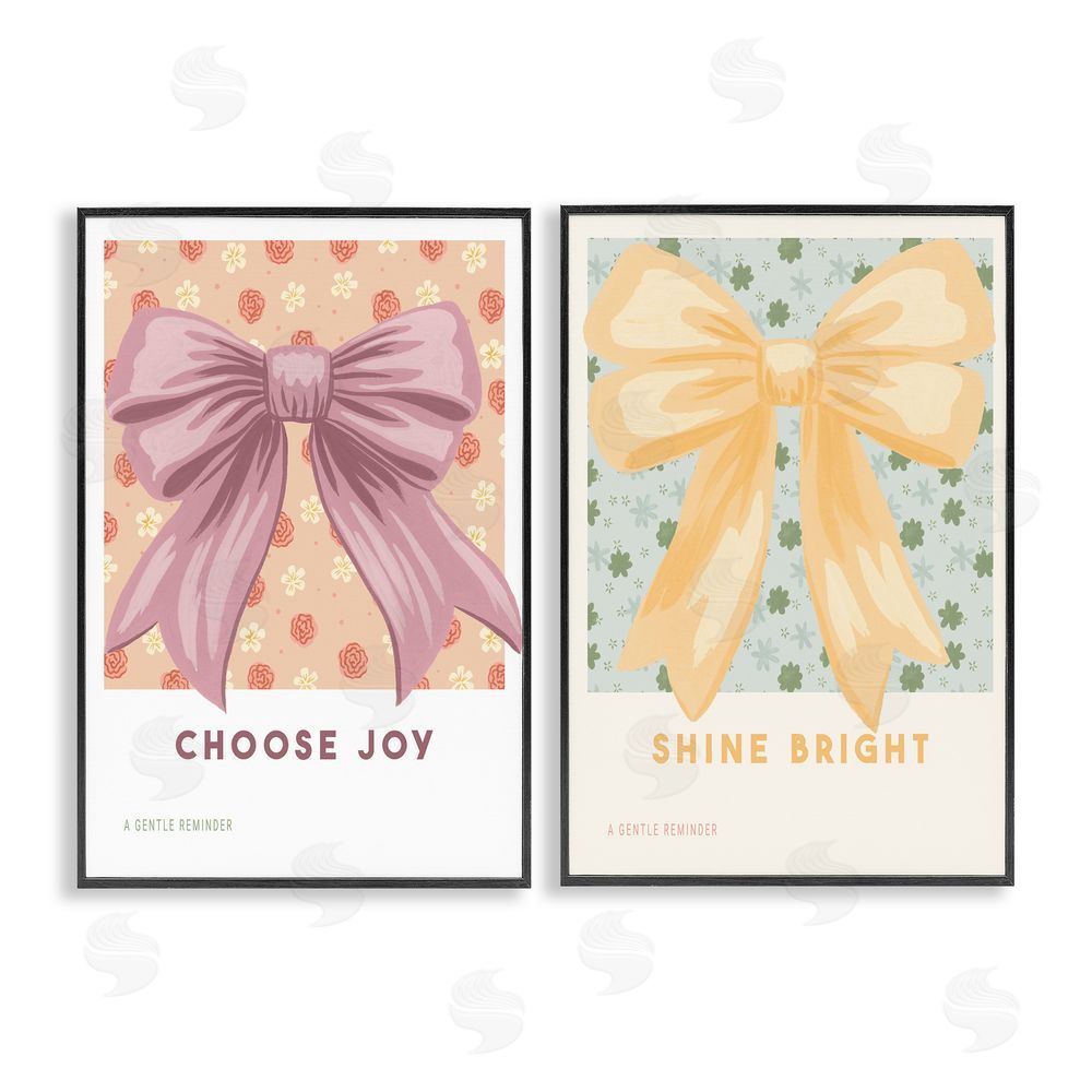 Courtney Haley Inspiring Phrases with Ribbons Black Framed Giclee Art Set