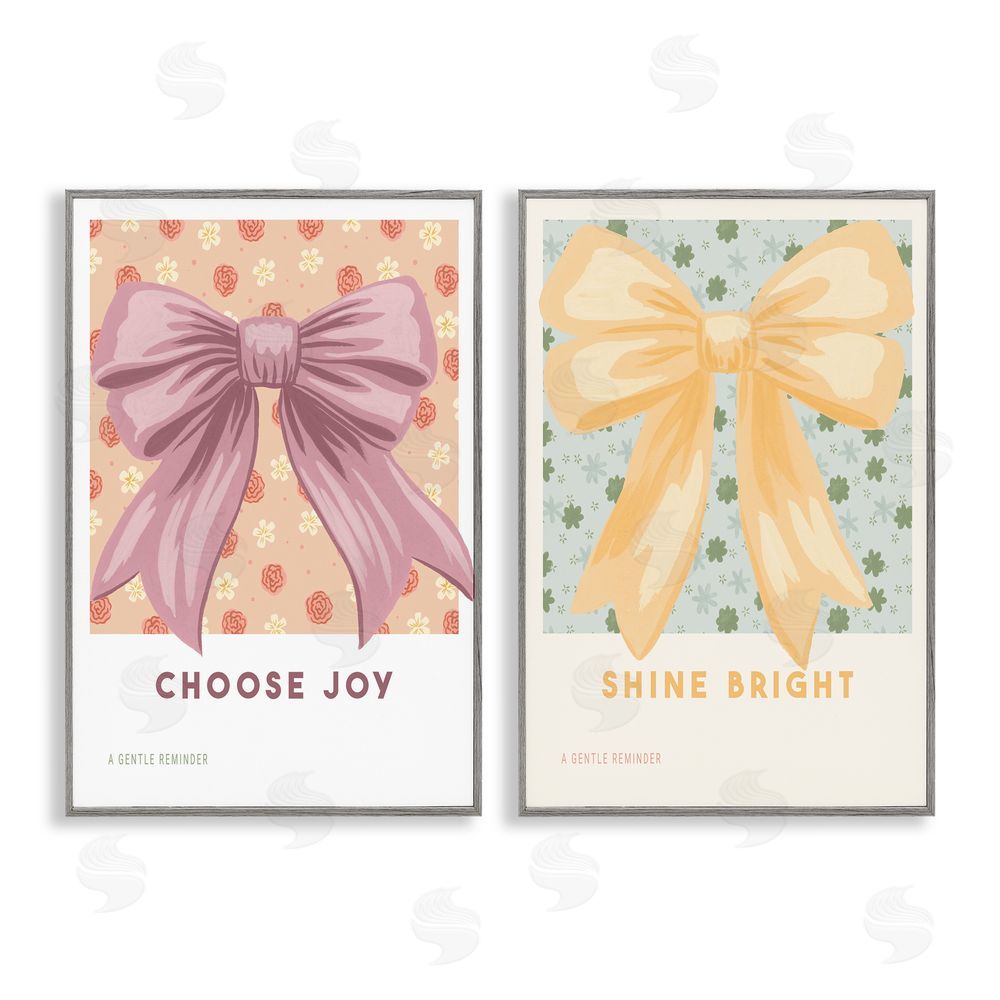 Courtney Haley Inspiring Phrases with Ribbons Gray Framed Giclee Art Set