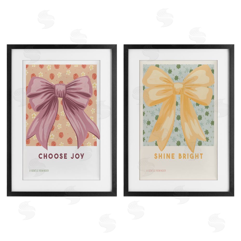 Courtney Haley Inspiring Phrases with Ribbons Black Framed Print Under Glass Set