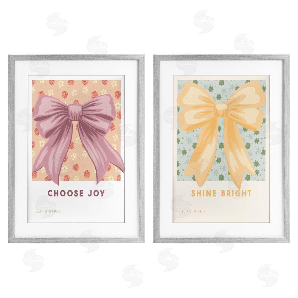 Courtney Haley Inspiring Phrases with Ribbons Gray Framed Print Under Glass Set