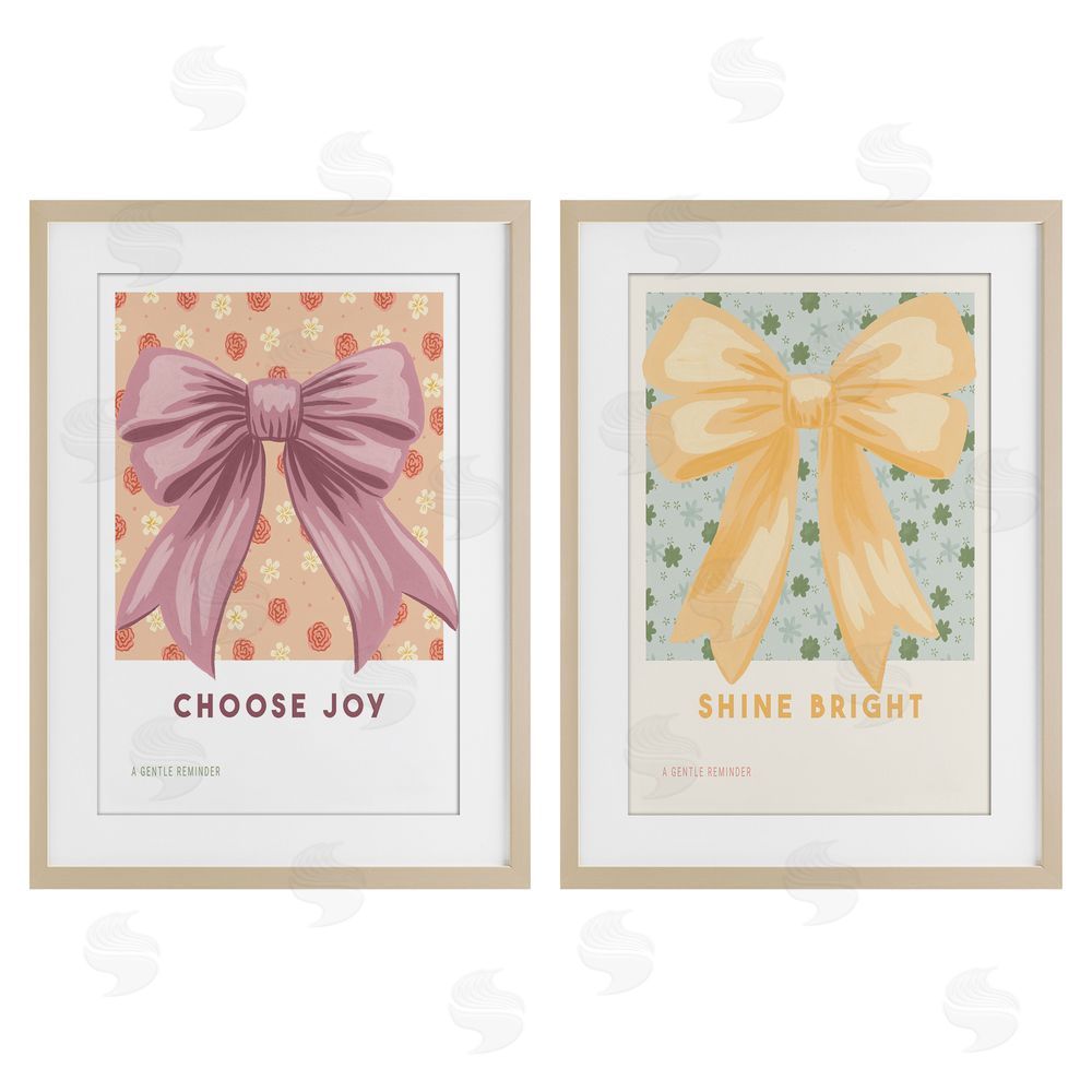 Courtney Haley Inspiring Phrases with Ribbons Birch Framed Print Under Glass Set