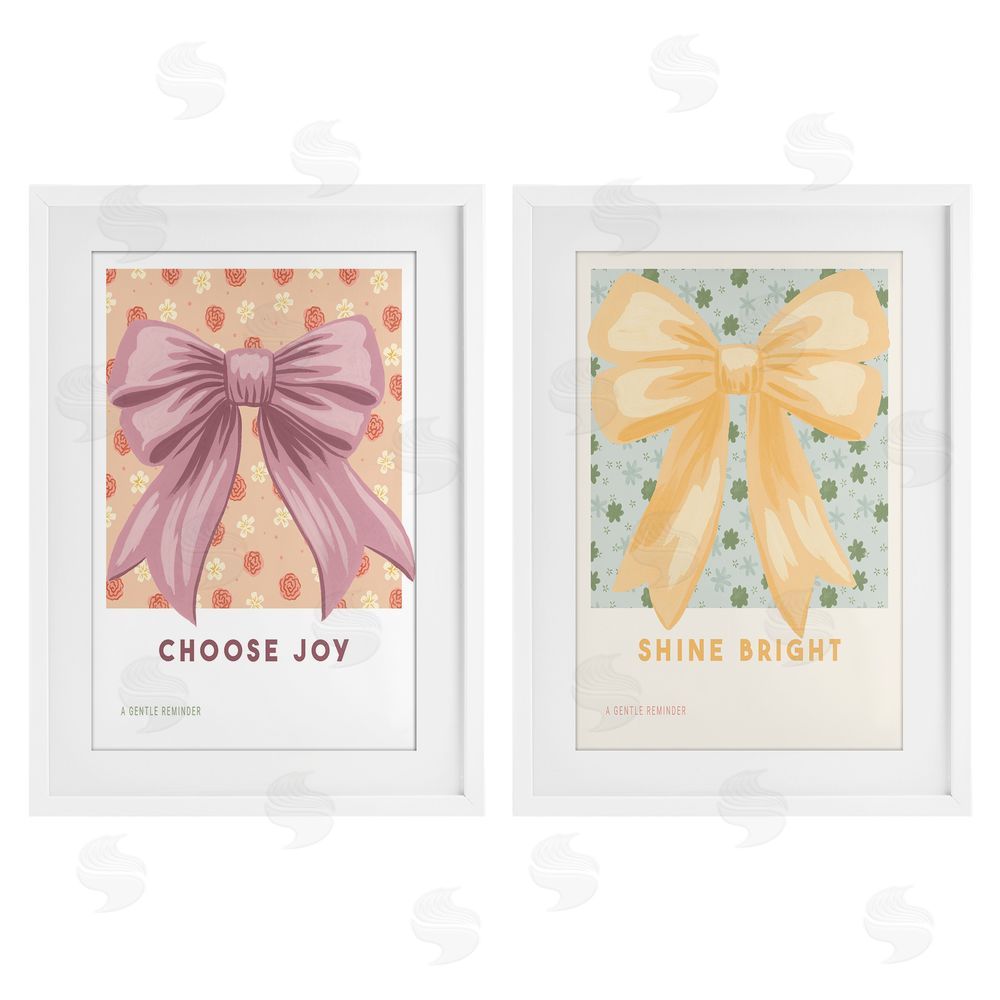 Courtney Haley Inspiring Phrases with Ribbons White Framed Print Under Glass Set