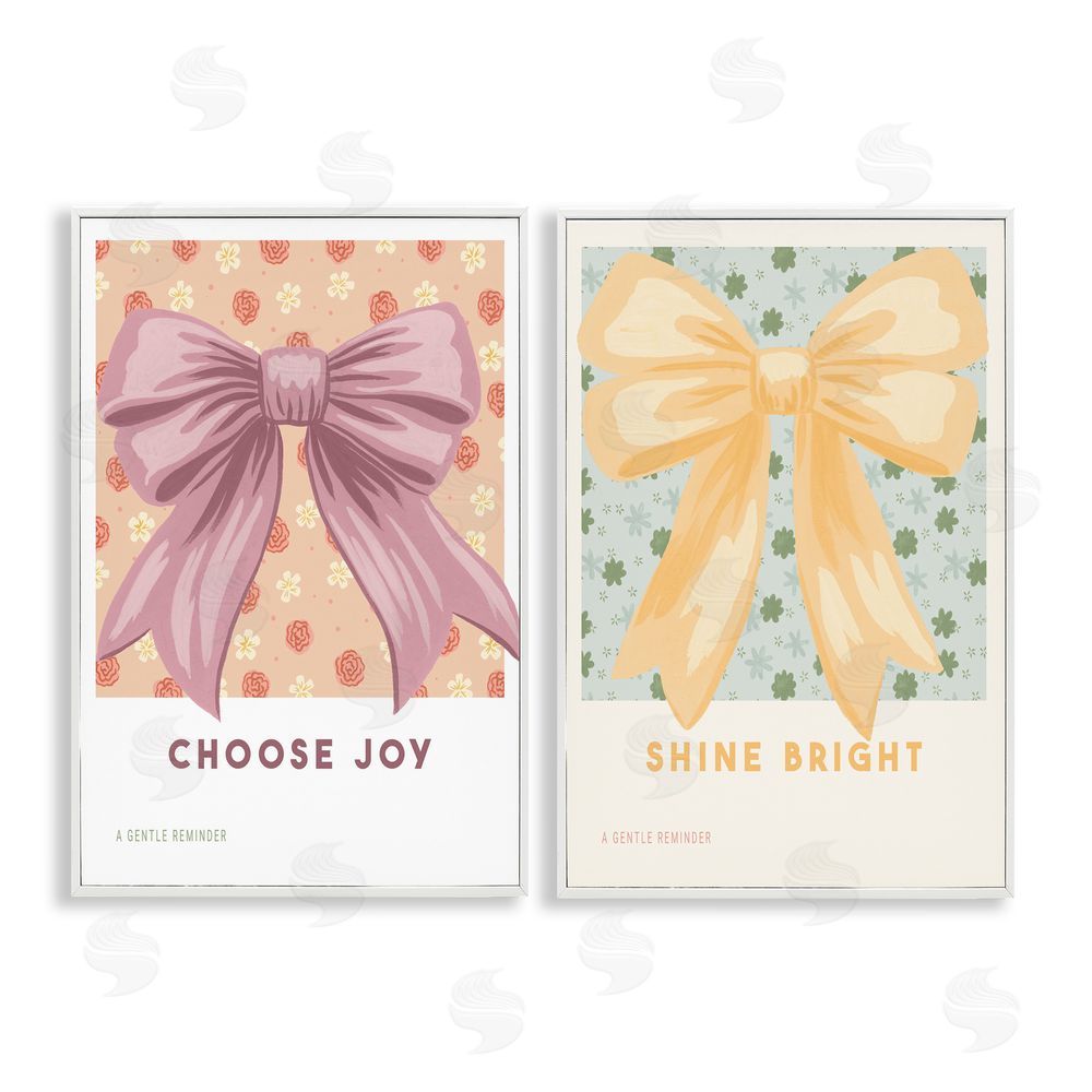 Courtney Haley Inspiring Phrases with Ribbons White Frame Giclee Art Set
