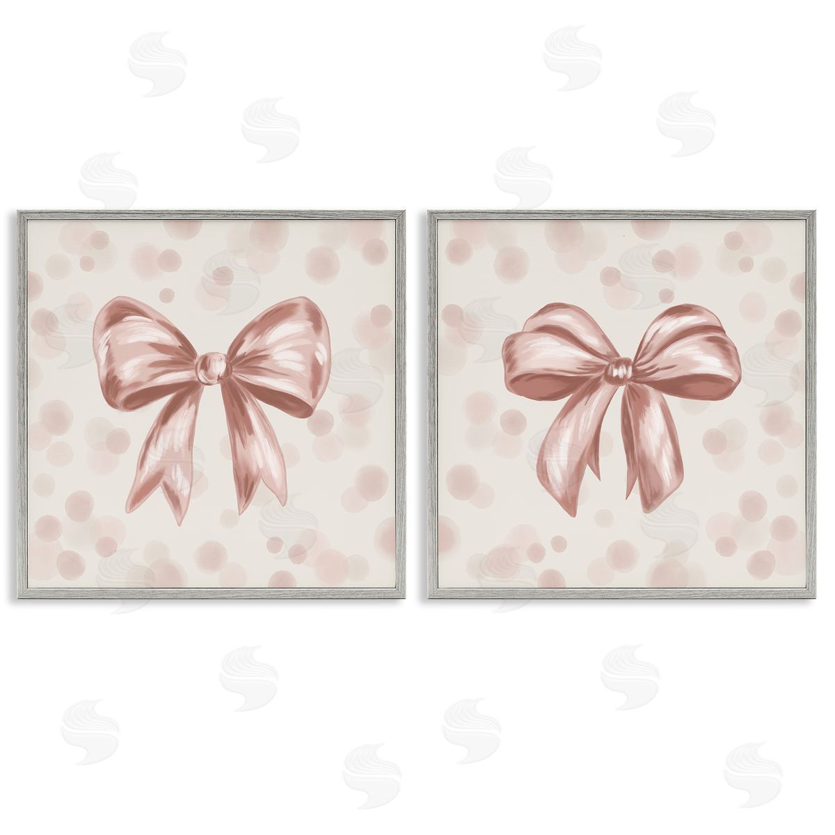 Kristen Dalpiaz Sweetest Bow Neutrals Gray Framed Giclee Art Set
