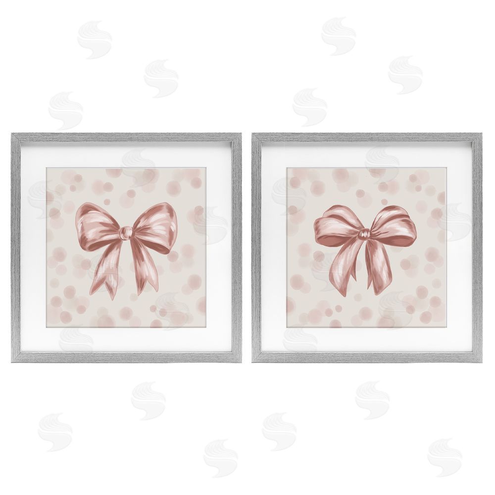 Kristen Dalpiaz Sweetest Bow Neutrals Gray Framed Print Under Glass Set