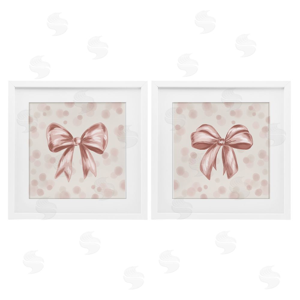Kristen Dalpiaz Sweetest Bow Neutrals White Framed Print Under Glass Set