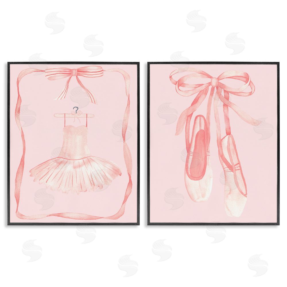 Nina Jacobs Pastel Ballerina Dress & Slippers Black Framed Giclee Art Set