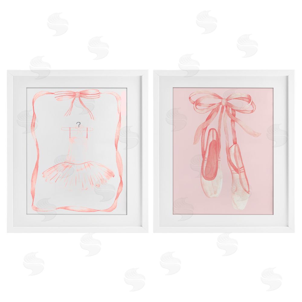 Nina Jacobs Pastel Ballerina Dress & Slippers White Framed Print Under Glass Set