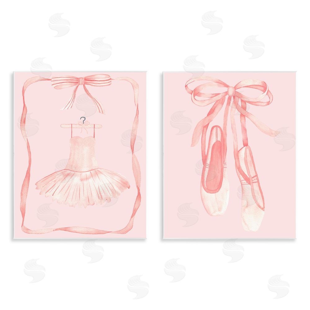 Nina Jacobs Pastel Ballerina Dress & Slippers Wall Plaque Printed Art Set