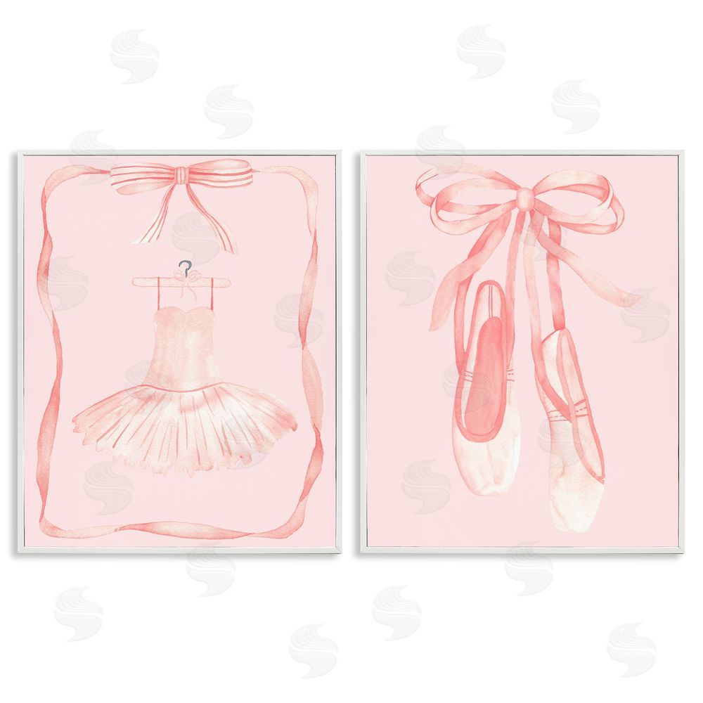 Nina Jacobs Pastel Ballerina Dress & Slippers White Frame Giclee Art Set