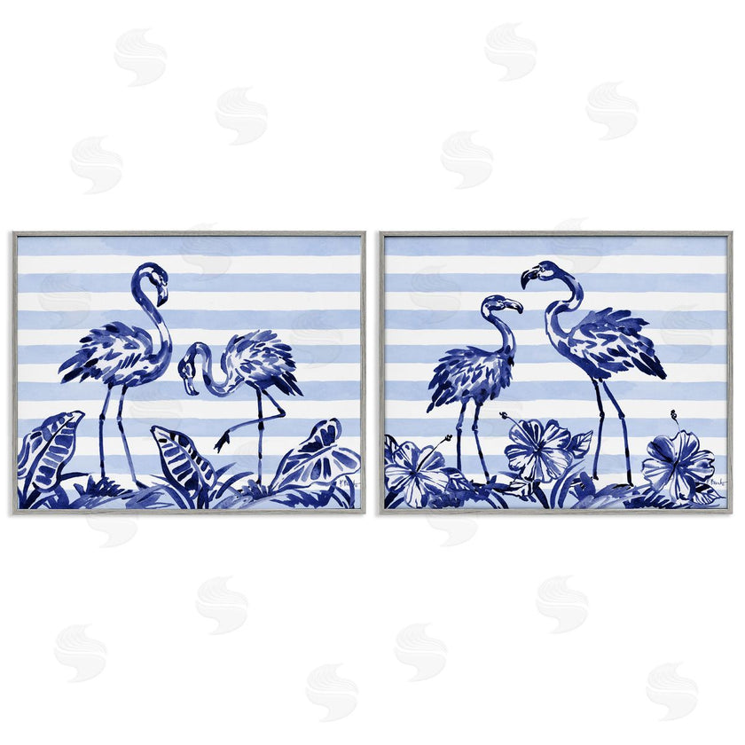 Paul Brent | Brushstroke Flamingos & Stripes