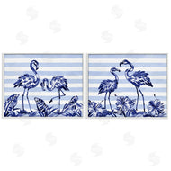 Paul Brent | Brushstroke Flamingos & Stripes