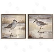 Susan Arnot | Sunlit Sandpipers Wading Shore