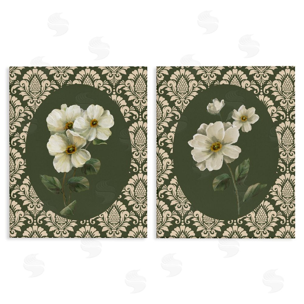 Nan Fancy Lace White Florals Canvas Wall Art Set