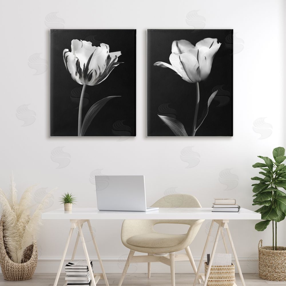CAD Designs Contrasting Modern Flowers Printed Wall Art Set in Room