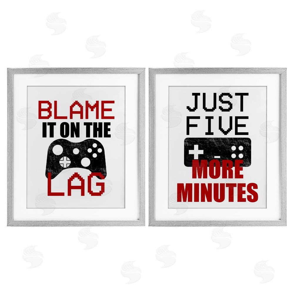 Kim Allen Funny Gamer Phrases Gray Framed Print Under Glass with White Mat Wall Art