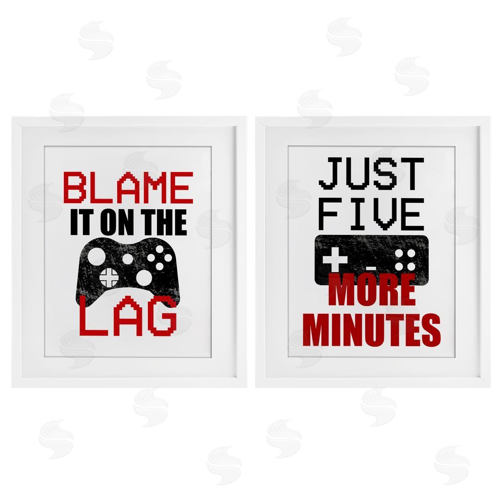 Kim Allen Funny Gamer Phrases White Framed Print Under Glass with Mat Wall Art