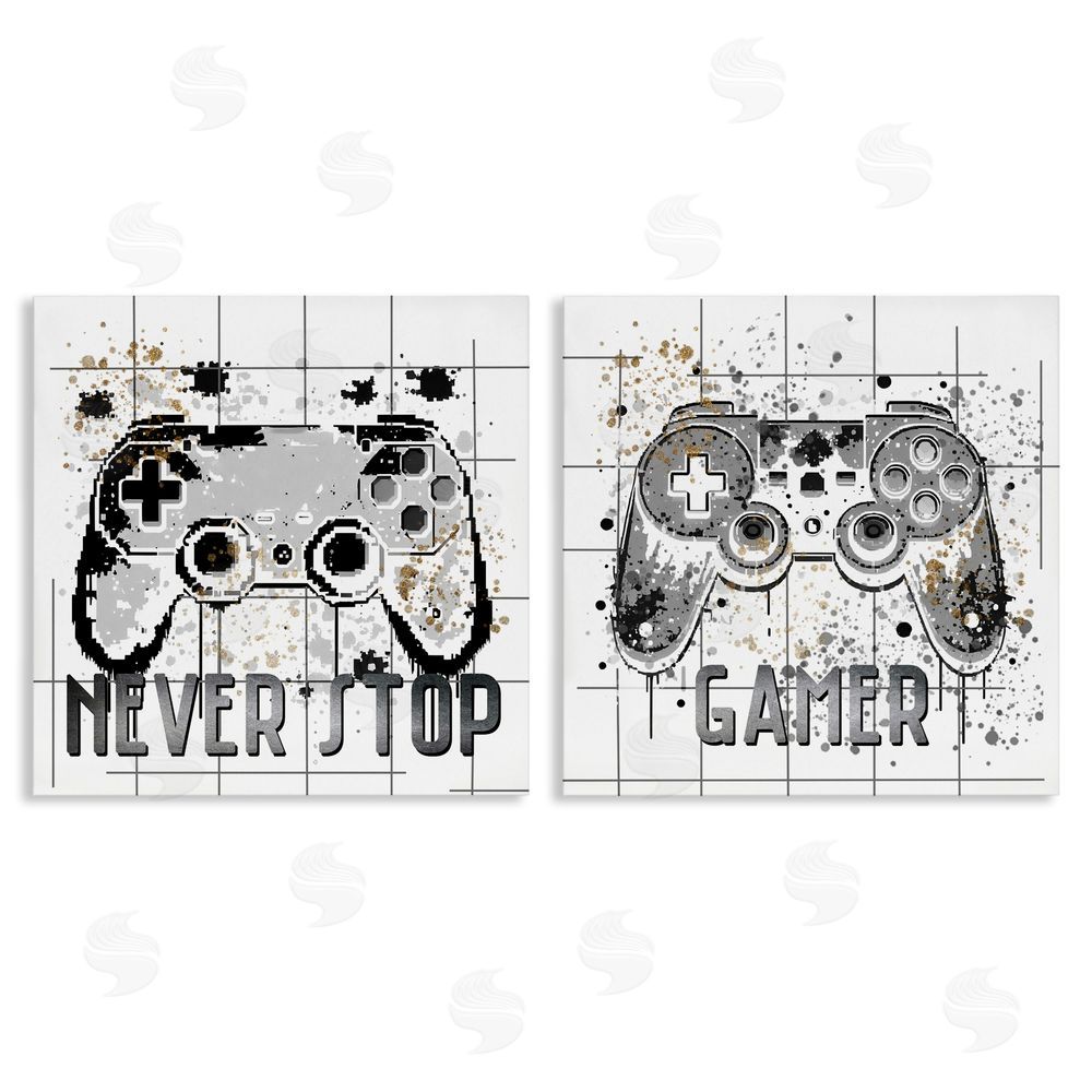 Kim Allen Gamer Words with Modern Pixels Canvas Wall Art Print