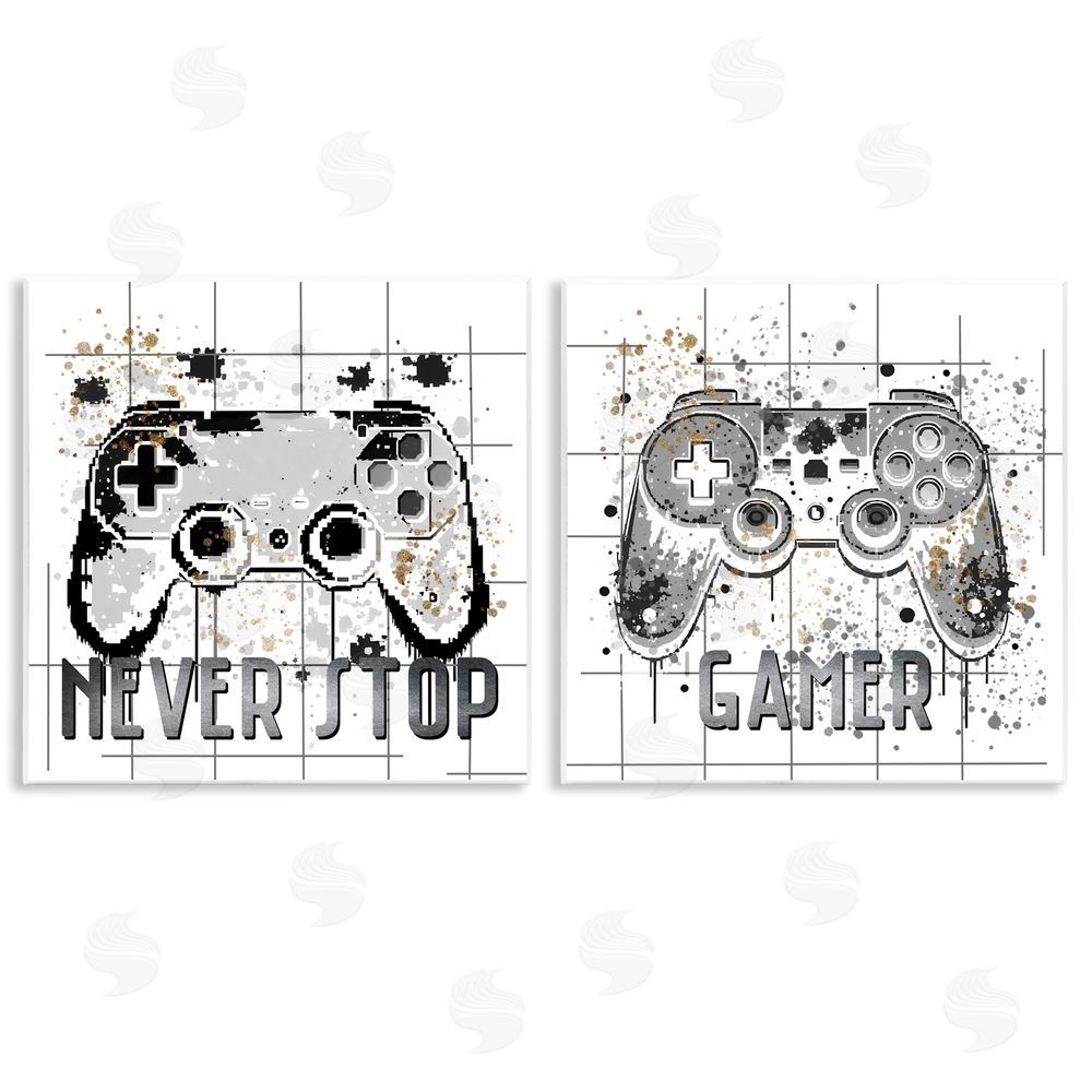 Kim Allen Gamer Words with Modern Pixels Wall Plaque Art Print