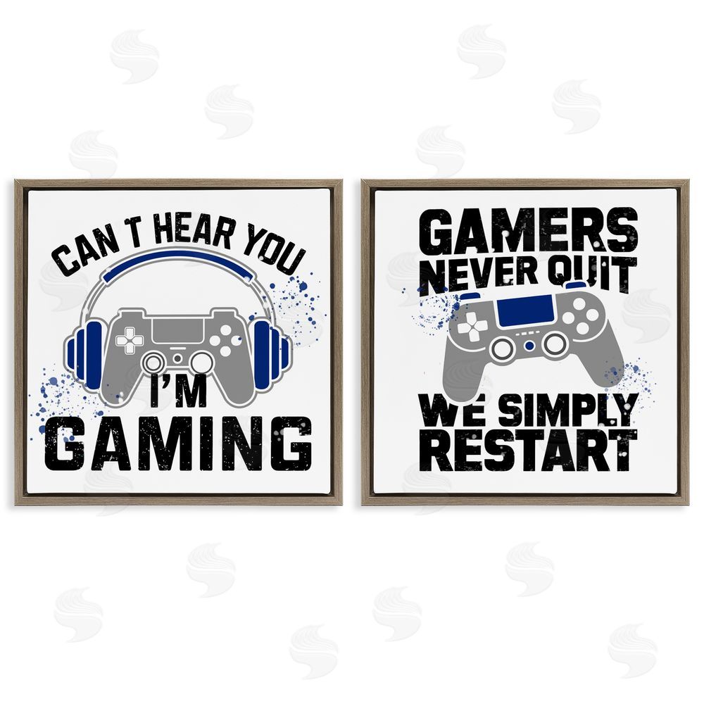 Kim Allen Gamer Culture Phrases Brown Floating Frame Canvas Wall Art Print