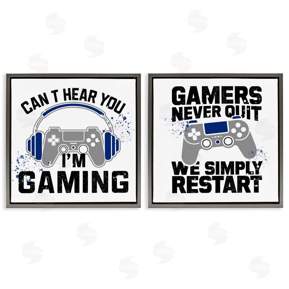 Kim Allen Gamer Culture Phrases Gray Floating Frame Canvas Wall Art Print